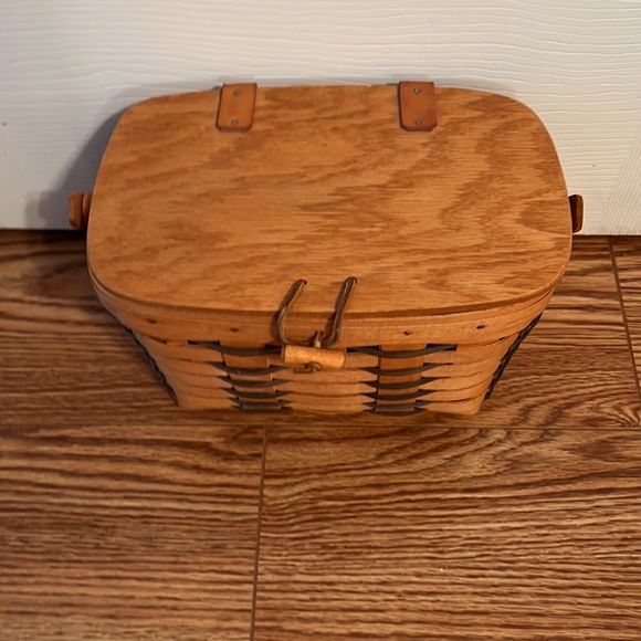 LONGABERGER  BASKET HANDWOVEN 1995  POCKETBOOK LID & CLOSURE HAS HANDLE VGC - Picture 10 of 10